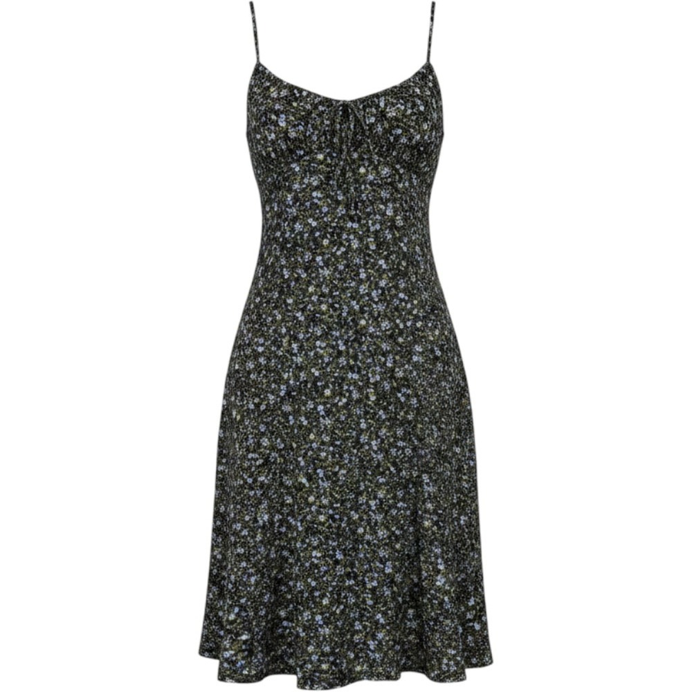 No Boundaries Midi Dress Women XS Dark Navy NEW Floral Shirred Bust D11